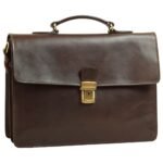 Leather Laptop Briefcase - Dark Brown