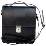 Leather Cross Body Satchel Bag - Black