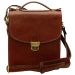 Full-grain calfskin leather beauty case - Dark brown- 078989TM