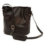Cowhide leather shoulder bag - Black