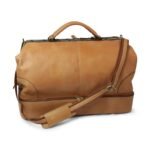 Leather travel bag with zipped opening bottom - colonial