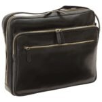 Leather Briefcase with zip closure - Black