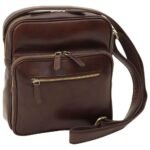 Small leather bag with zip closures - Dark Brown