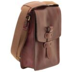 Cowhide leather messenger bag - Brown