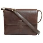 Cowhide Leather Messenger - Dark brown