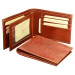 Cowhide leather three part wallet - Brown with RFID