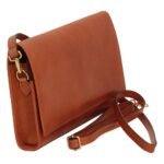 Full grain calfskin shoulder bag . Brown coloniale